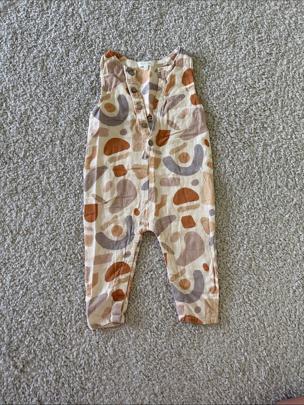 Rylee + Cru Neutral Abstract Print Baby Romper - Sleeveless Kids Bottoms